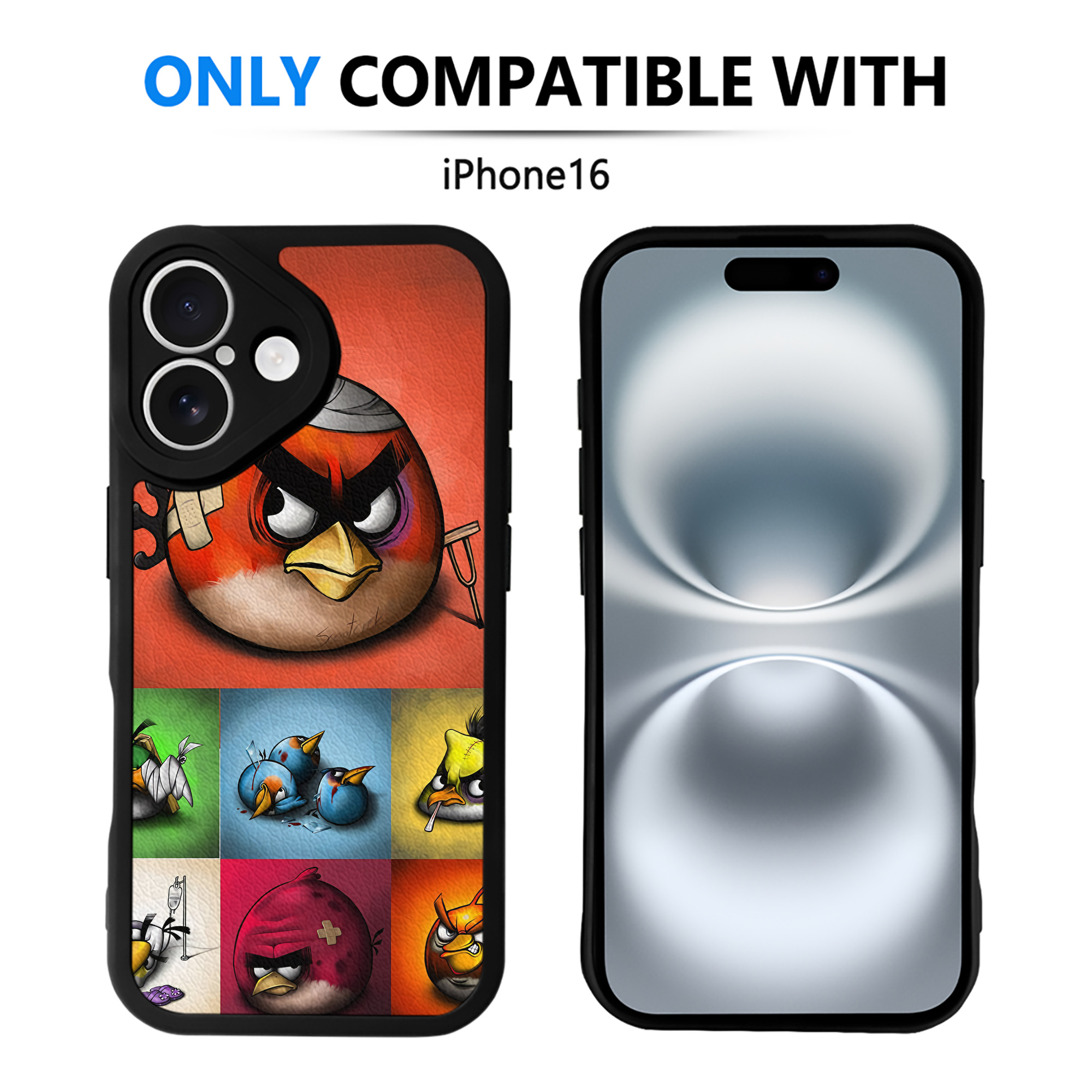 （画像用） Angry Birds アングリーバード 【iPhone 16シリーズ対応】シリコンスマホケース（レザー調） 材質：シリコン
